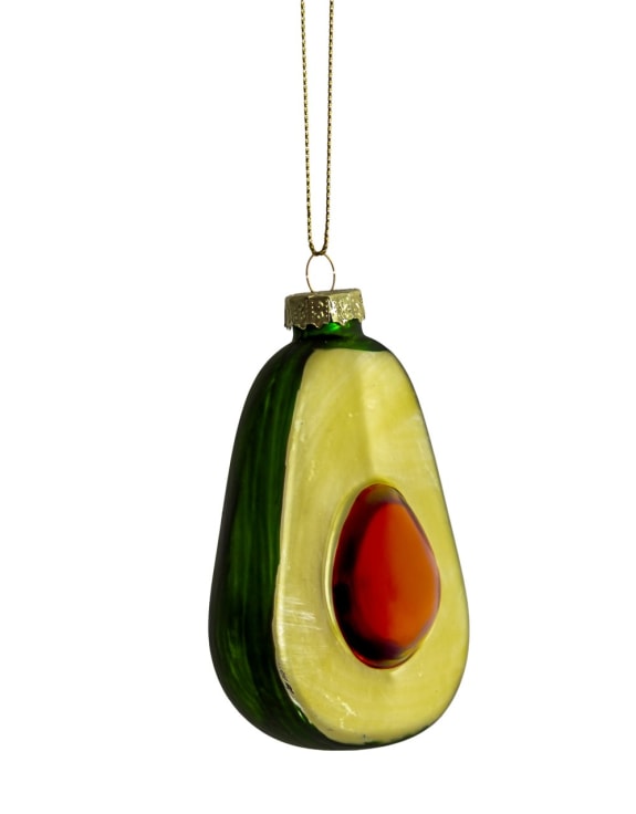 Set of 6 Avocado Decorative Glass Hanging Ornaments