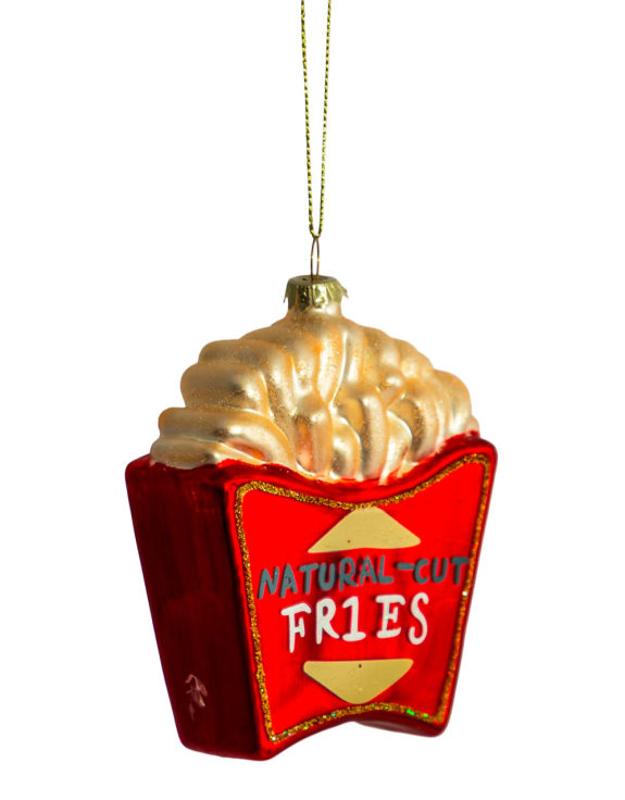 Set of 6 Fries Decorative Glass Hanging Ornaments