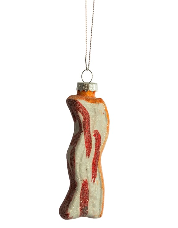 Set of 6 Bacon Rasher Decorative Glass Hanging Ornaments