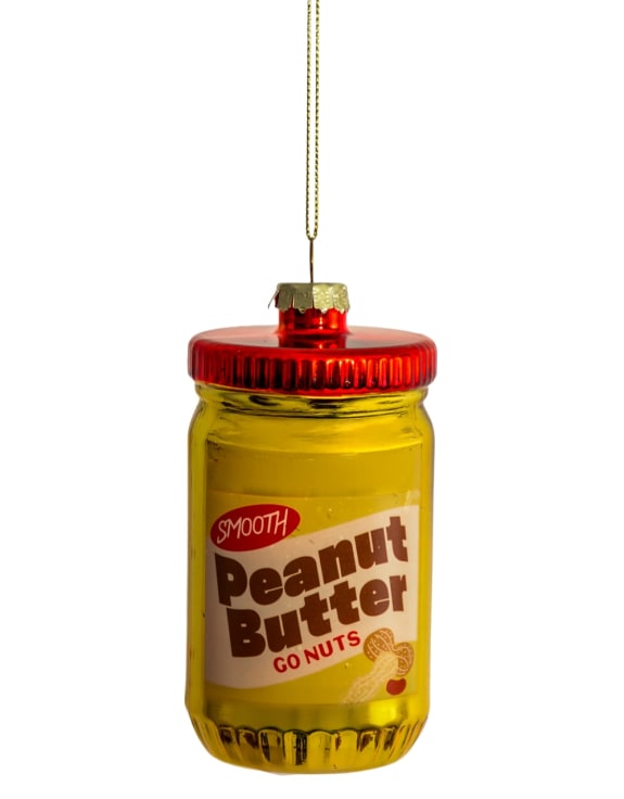 Set of 6 Peanut Butter Decorative Glass Hanging Ornaments