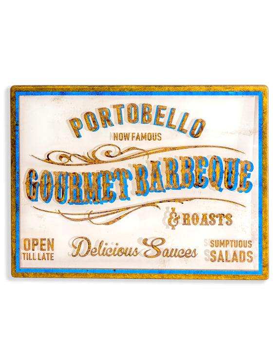 Large Gold Framed 'Portobello Gourmet' Wall Sign